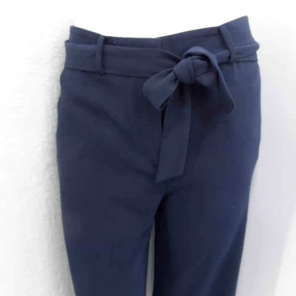 LOFT   NAVY BLUE CROP WIDE LEGS BELTED WAIST PANTS CULOTTES SIZE: 8P NWT